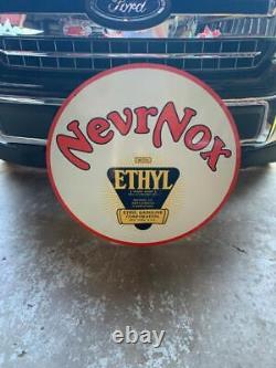 Antique Vintage Old Style Sign NevrNox Gasoline 30 Round Made USA