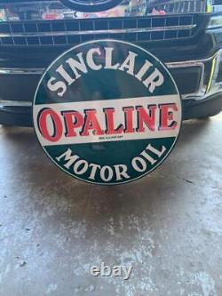 Antique Vintage Old Style Sign Sinclair Opaline Gasoline 30 Round Made USA
