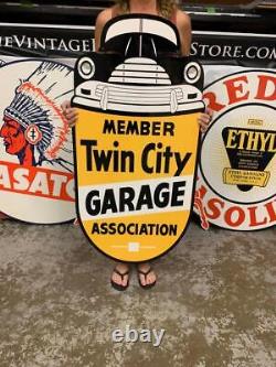 Antique Vintage Old Style Sign Twin City Garage Made USA