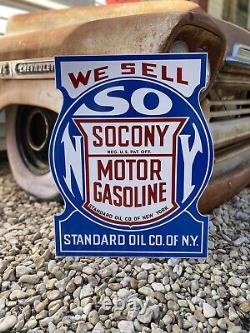 Antique Vintage Old Style Socony Standard Oil Reflective Sign