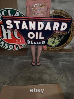 Antique Vintage Old Style Steel Sign Standard Oil Dealer NOT Porcelain Made USA