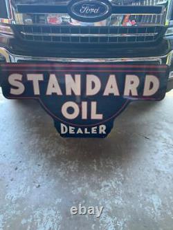 Antique Vintage Old Style Steel Sign Standard Oil Dealer NOT Porcelain Made USA