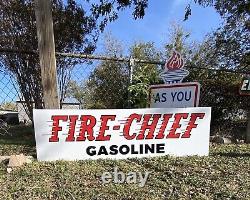 Antique Vintage Old Style Texaco Fire Chief Sign