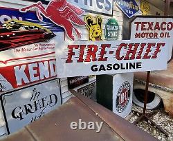 Antique Vintage Old Style Texaco Fire Chief Sign