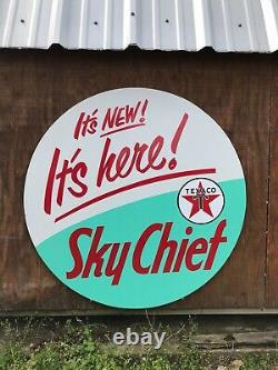 Antique Vintage Old Style Texaco Sky Chief Gas Oil Sign 40