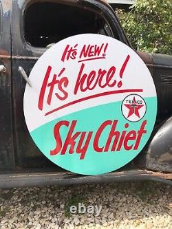 Antique Vintage Old Style Texaco Sky Chief Gas Oil Sign 40