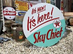 Antique Vintage Old Style Texaco Sky Chief Introduction Sign