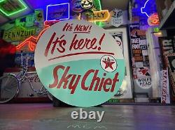 Antique Vintage Old Style Texaco Sky Chief Introduction Sign