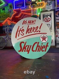 Antique Vintage Old Style Texaco Sky Chief Introduction Sign