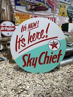 Antique Vintage Old Style Texaco Sky Chief Introduction Sign