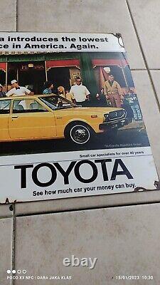 Antique Vintage Old Style Toyota advertising Sign Corolla KE20 extremely Rare