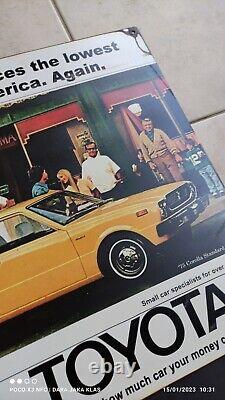 Antique Vintage Old Style Toyota advertising Sign Corolla KE20 extremely Rare