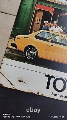 Antique Vintage Old Style Toyota advertising Sign Corolla KE20 extremely Rare