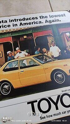 Antique Vintage Old Style Toyota advertising Sign Corolla KE20 extremely Rare