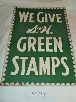 Antique Vintage Old USA S&h Green Stamps Grocery Food Store Metal Sign Rare Size