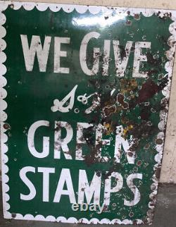 Antique Vintage Old USA S&h Green Stamps Grocery Store Metal Sign Rare