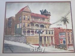 Antique Vintage Painting Signed Marshall American Regionalism Historic Old Homes