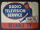 Antique Vintage Radio Television Trade Double Sided Old Sign Reliable Tv Midwest
