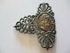 Antique Vintage Victorian Old Signed Sterling Silver 14k Gold Belt Buckle Homer