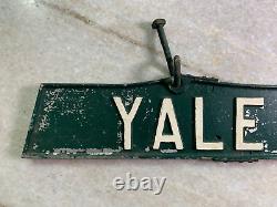 Antique Vintage Yale University Ave Avenue Metal Street Sign with Old Repairs