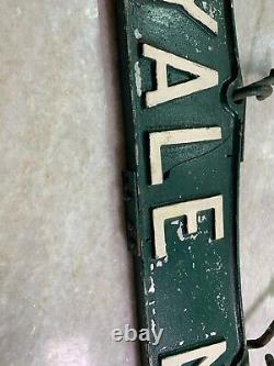 Antique Vintage Yale University Ave Avenue Metal Street Sign with Old Repairs