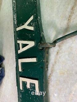 Antique Vintage Yale University Ave Avenue Metal Street Sign with Old Repairs