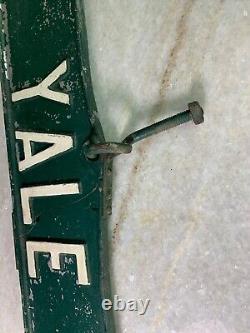 Antique Vintage Yale University Ave Avenue Metal Street Sign with Old Repairs