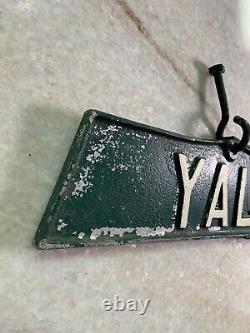 Antique Vintage Yale University Ave Avenue Metal Street Sign with Old Repairs