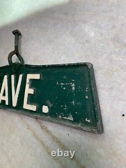 Antique Vintage Yale University Ave Avenue Metal Street Sign with Old Repairs