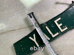 Antique Vintage Yale University Ave Avenue Metal Street Sign with Old Repairs