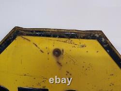 Antique Vintage Yellow Embossed STOP SIGN Rare Old Sign