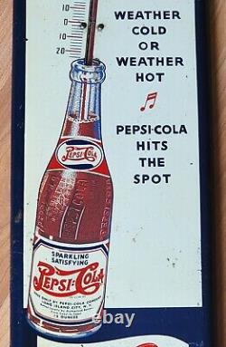 Antique Vtg Old Pepsi Cola Straw Sipper Girl Wall Thermometer Sign Soda 1936