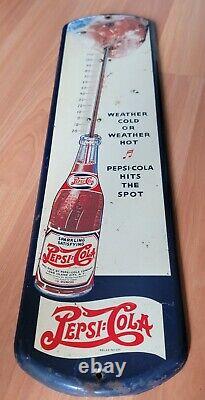 Antique Vtg Old Pepsi Cola Straw Sipper Girl Wall Thermometer Sign Soda 1936