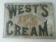 Antique West's Ice Cream Sign Canvas Early Painted On Canvas Old Vintage Rare