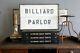 Antique Wood Advertising Sign Billiard Parlor Pool Table Sports Trade Sign Old