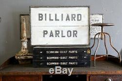 Antique Wood Advertising Sign Billiard Parlor Pool Table sports trade sign old