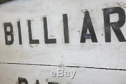 Antique Wood Advertising Sign Billiard Parlor Pool Table sports trade sign old