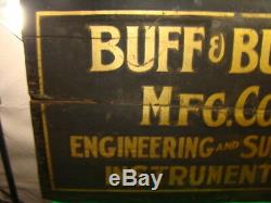 Antique Wood Advertising Sign Buff & Buff Engineering Surveying Instruments OLD