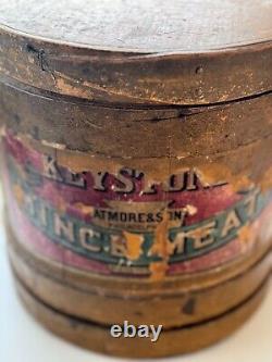 Antique Wooden Advertisement Firkin & Lid Original Old Mustard Color Paint