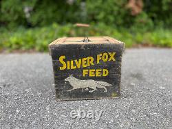 Antique Wooden Egg Carrier Old Paint SILVER FOX FEEDS AAFA Advertising Sign