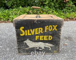 Antique Wooden Egg Carrier Old Paint SILVER FOX FEEDS AAFA Advertising Sign