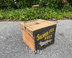 Antique Wooden Egg Carrier Old Paint SILVER FOX FEEDS AAFA Advertising Sign