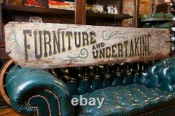 Antique Wooden Folk Art Trade Sign Furniture Cabinet Making Shop Undertaking Old