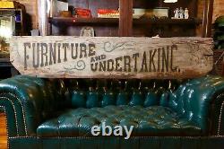 Antique Wooden Folk Art Trade Sign Furniture Cabinet Making Shop Undertaking Old