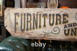 Antique Wooden Folk Art Trade Sign Furniture Cabinet Making Shop Undertaking Old