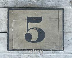 Antique Wooden Number 5 Trade Sign Train Platform Old Grocery General Store VTG