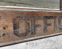 Antique Wooden Post Office Sign with Hanging Brackets Large Old Wood Primitive