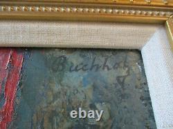 Antique Wpa Ashcan Style Oil Painting Art Deco Circus Rare Portrait Old Buchholz