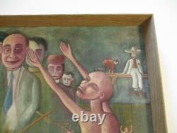 Antique Wpa Style Oil Painting Nude Puppet Surrealism Expressionism Mexican Old