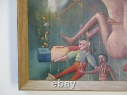 Antique Wpa Style Oil Painting Nude Puppet Surrealism Expressionism Mexican Old